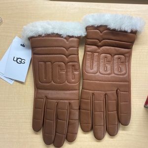 UGG Shearling Cuff Leather Gloves